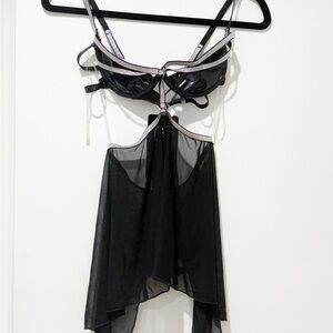 NWT Shirley of Hollywood Black and Silver Babydoll Set